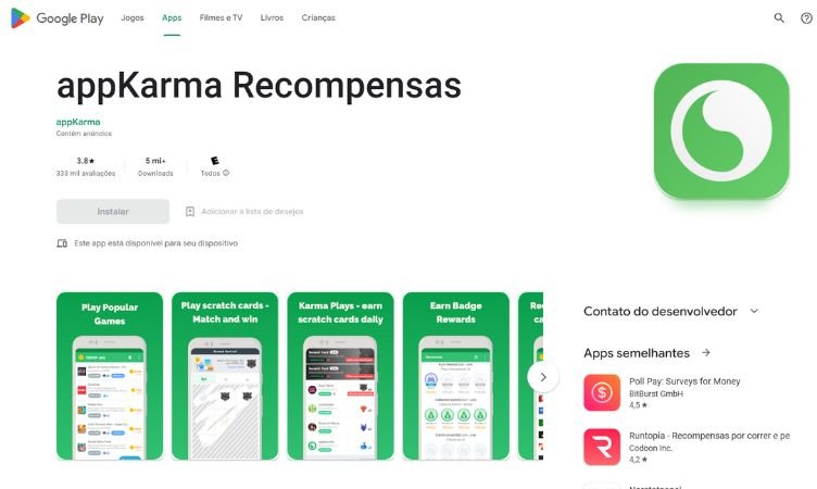 Aplicativo AppKarma jogos para ganhar dinheiro